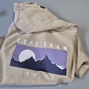 Dope Snow Hoodie Womens Small Beige Sand Common Organic Cotton Snowboarding Ski